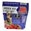 Chicken and beef raw dog food with vegetables, grain-free, made in the USA
