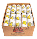 Chicken raw dog food in white wrapped tubes with yellow and black K-9 Kraving logos, packed in a brown cardboard box.