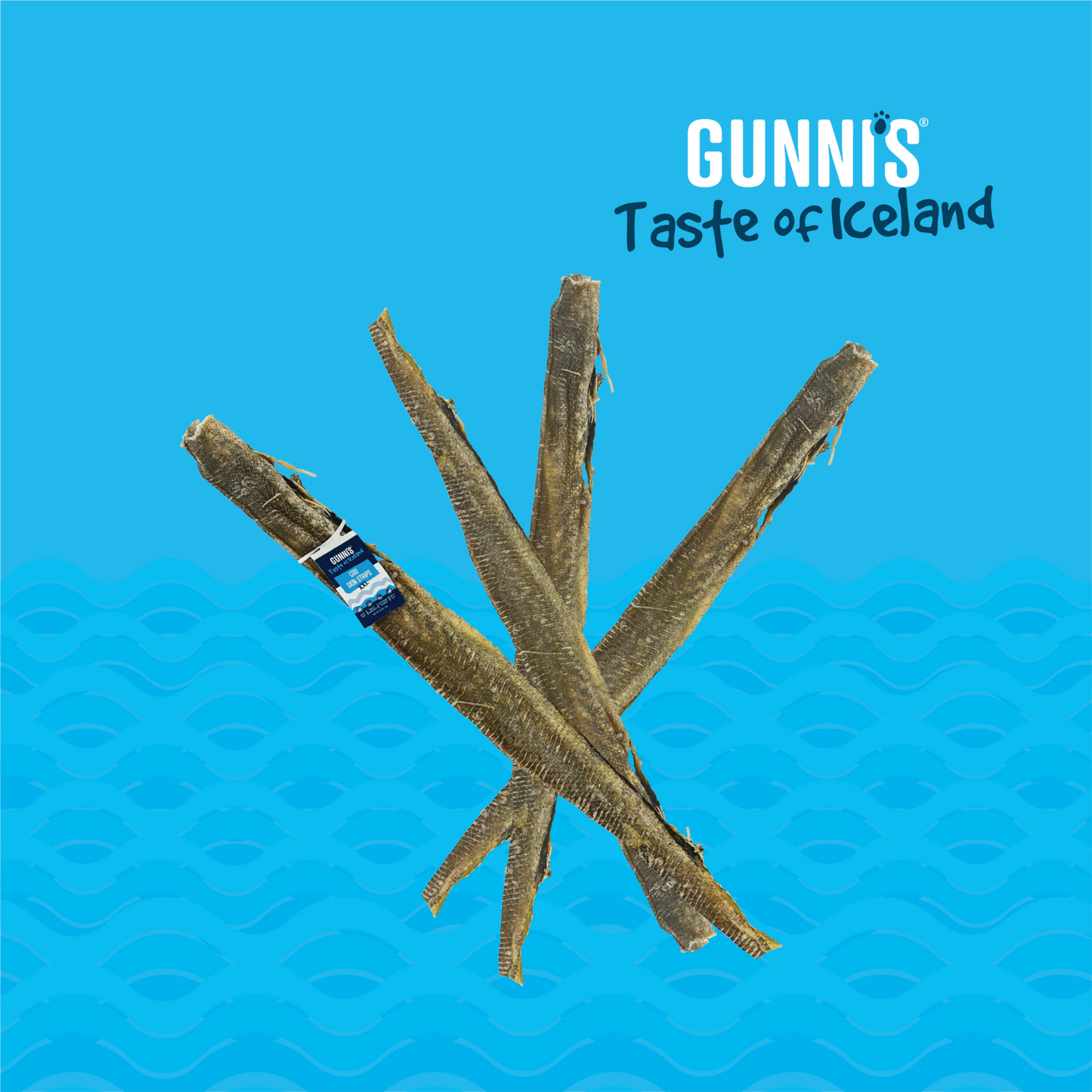 Long air-dried cod skin strips dog chews rich in collagen and omega-3