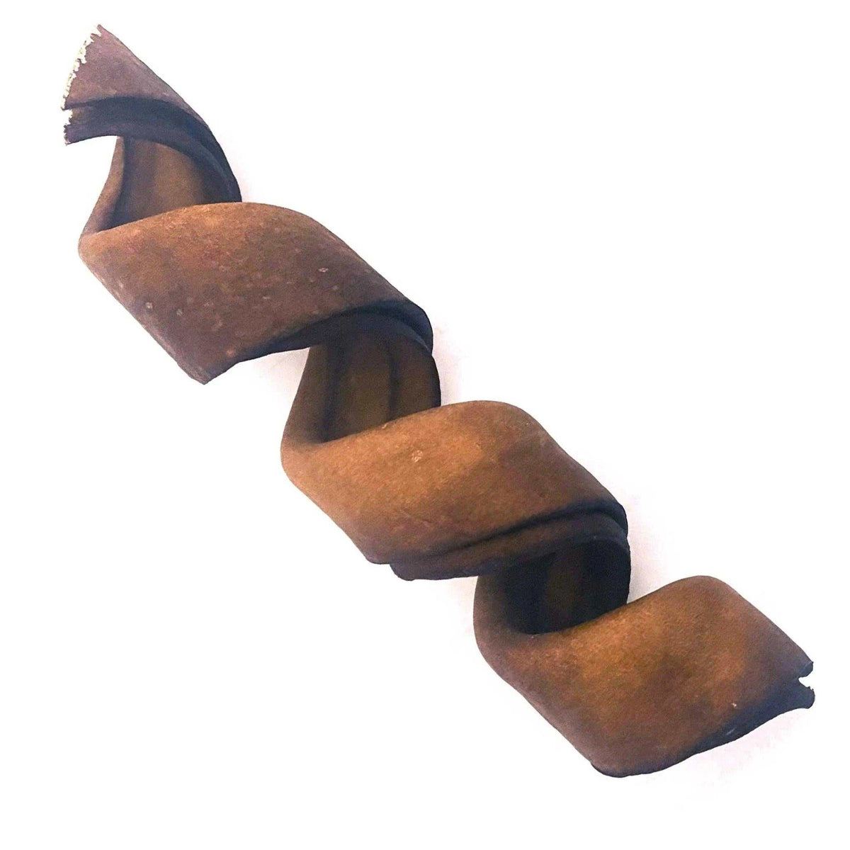 Collagen Spirals dog chew in rich brown, made from firm natural beef collagen with a layered, twisted spiral shape.
