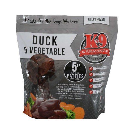 K-9 Kraving Duck & Vegetable Formula Raw Dog Food Packaging