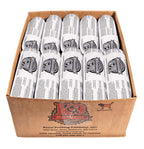 Duck raw dog food rolls in white printed wrappers, packed upright in a brown cardboard box with K-9 branding.