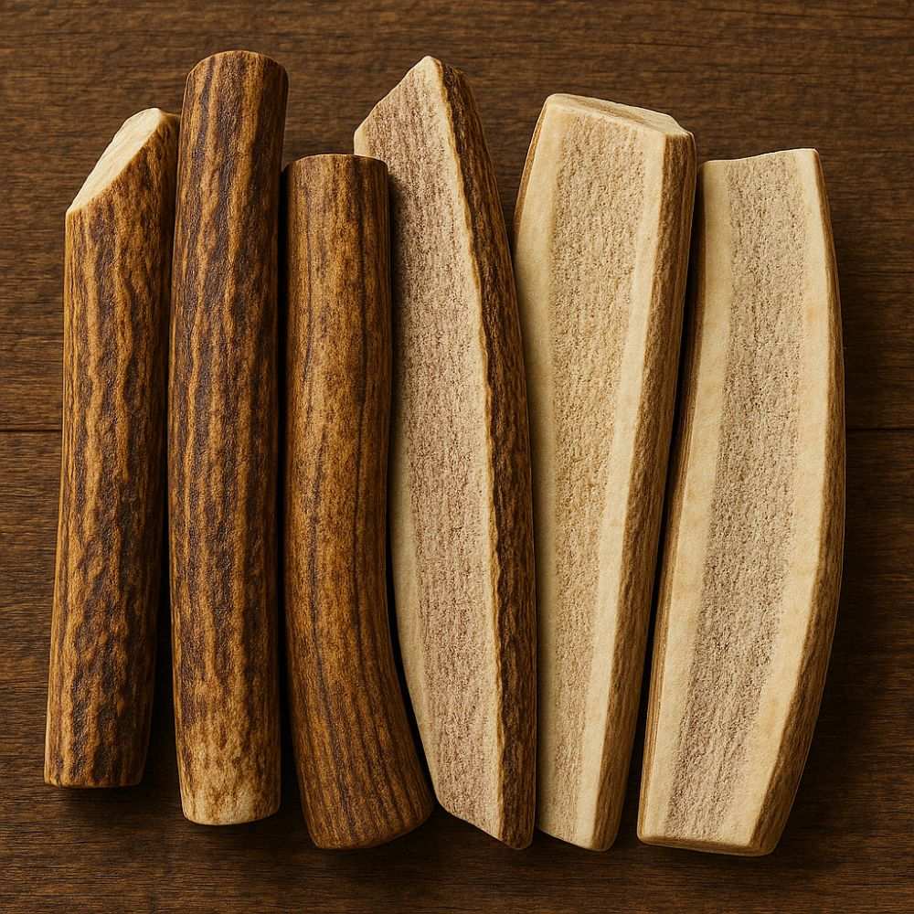 Natural elk antler dog chews, long-lasting, durable, safe, no splinters, variety of sizes for all breeds