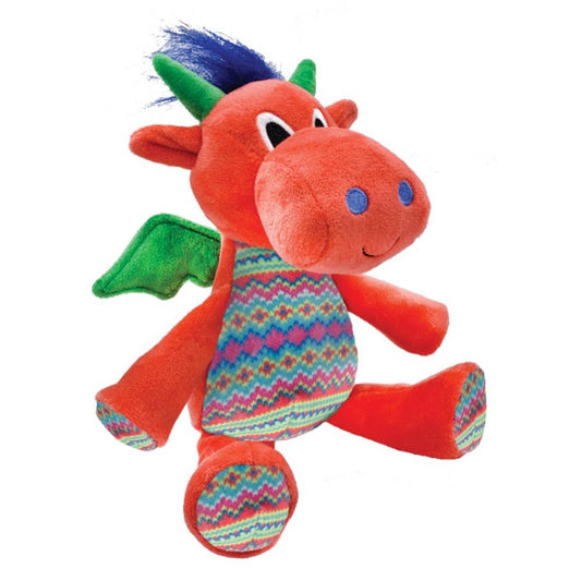 Fireball Dragon Dog Toy soft plush with squeaker and reinforced seams