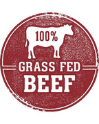 100% grass-fed beef logo for Freeze Dried Beef & Veggie Morsels pet treats.