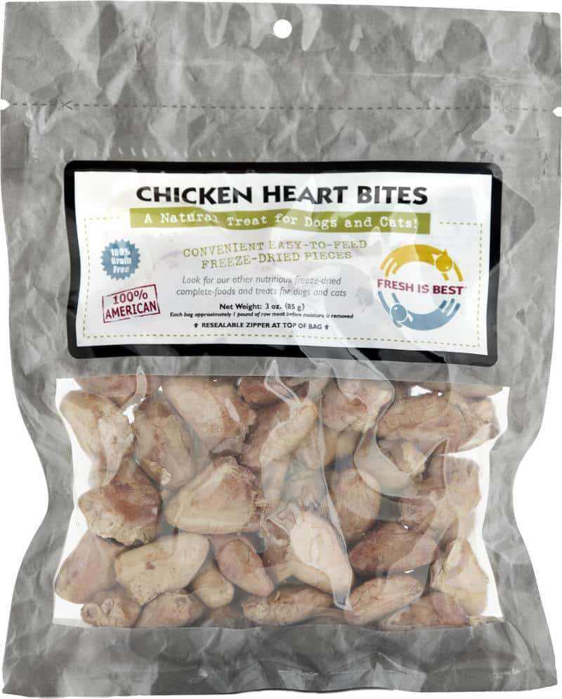 Freeze Dried Chicken Heart Bites for Pets in a Resealable Bag