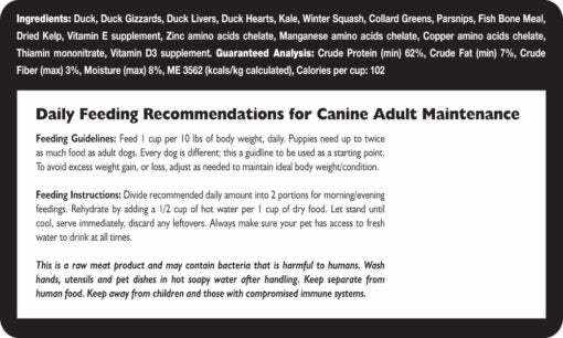 Freeze dried duck dog food ingredients and feeding guidelines for optimal canine health.