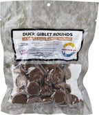 Freeze dried duck giblet treats for dogs and cats in sealed packaging.