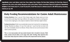 Freeze dried lamb dog food ingredients and feeding recommendations.