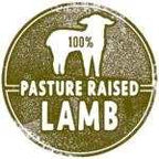 Freeze Dried Lamb Heart Bites in a round olive-green and gold label with a white lamb silhouette and “Pasture Raised” text