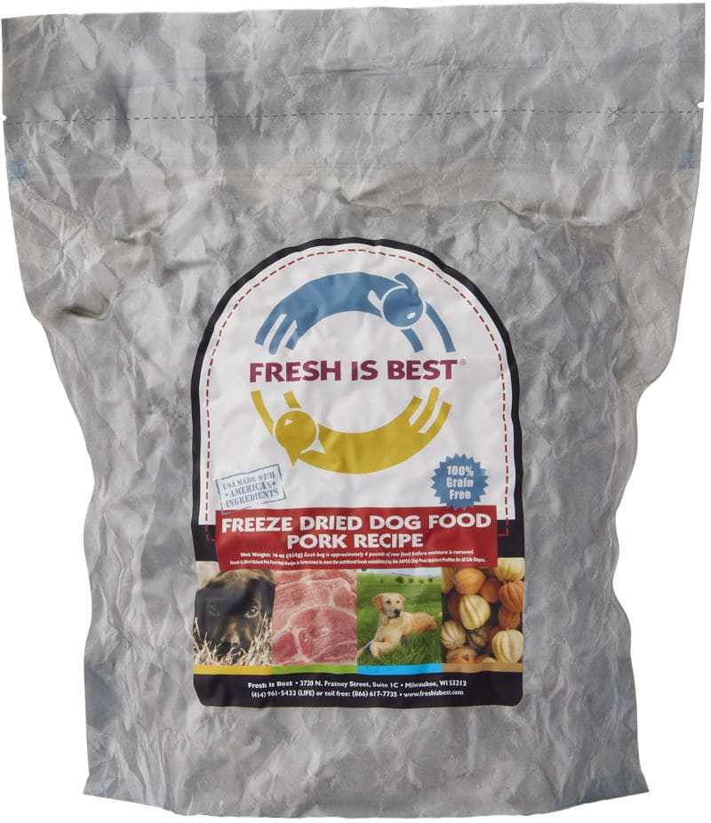 Freeze Dried Pork Dog Food package by Fresh Is Best, nutrient-rich pork recipe.