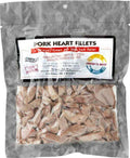 Freeze Dried Pork Heart Fillets for dogs and cats in vacuum-sealed packaging.