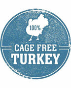 100% cage-free turkey emblem for freeze dried turkey heart fillets.