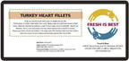Freeze Dried Turkey Heart Fillets package with nutritional information and Fresh Is Best logo.