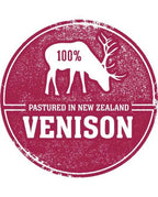 100% Pastured New Zealand Venison Logo for Freeze Dried Venison Bites.