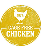 100% Cage-Free Chicken emblem for Fresh Is Best® Freeze-Dried Pet Treats.