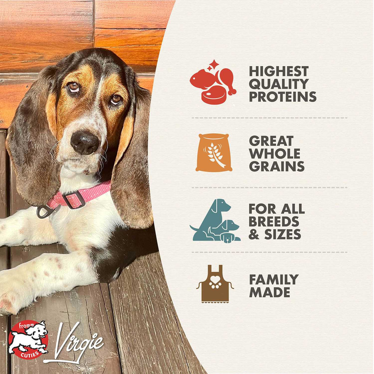 Adult Gold dog food with highest quality proteins, whole grains, suitable for all breeds and sizes, family made, 30 lb bag