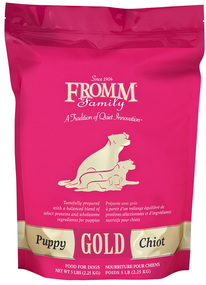 Fromm Family Gold Puppy dog food bag for puppies and nursing mothers with probiotics and salmon oil