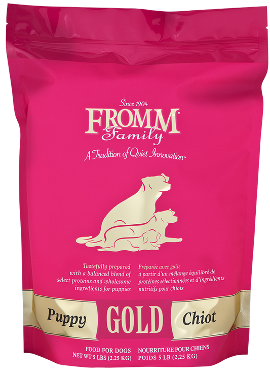 Fromm Family Gold Puppy dog food bag for puppies and nursing mothers with probiotics and salmon oil