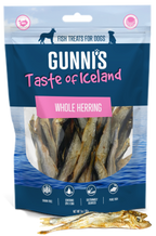 Air-dried whole herring dog treats rich in omega-3 and protein