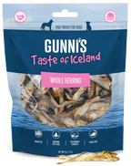 Whole air-dried Icelandic herring dog treat rich in omega-3 and protein