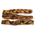 Jumbo Braided Collagen chews in mottled golden-brown beef, formed as three thick, tightly braided sticks.