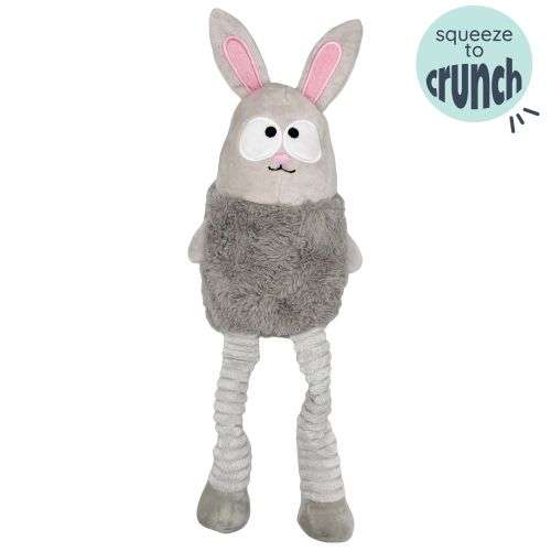 Lankies Binky Bunny dog toy with multi-sensory squeakers and durable plush textures