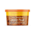 Lua's Golden Paste fermented turmeric and coconut oil paste in an orange-lidded, yellow and amber container for pets.