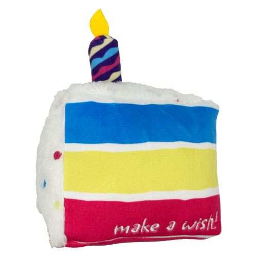 Make A Wish Cake Dog Toy soft plush with squeaker and reinforced seams