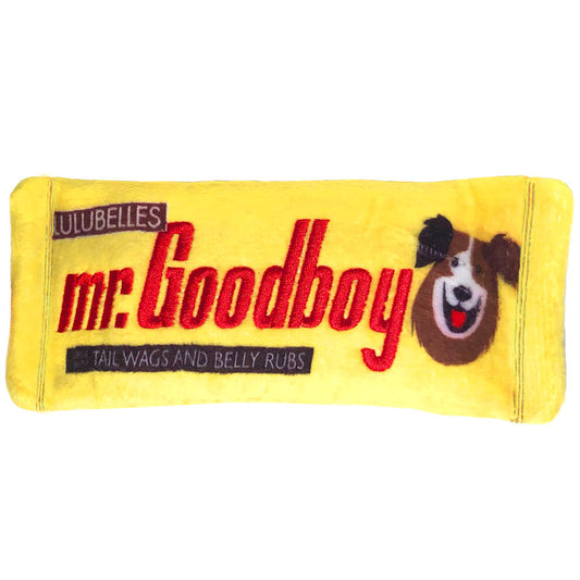 Mr Goodboy Dog Toy stuffless plush with squeaker and reinforced seams, safe non-toxic material