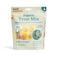 Pupsicle Treat Mix in a resealable beige bag with bacon and cheese recipe, featuring homemade frozen treat refills.