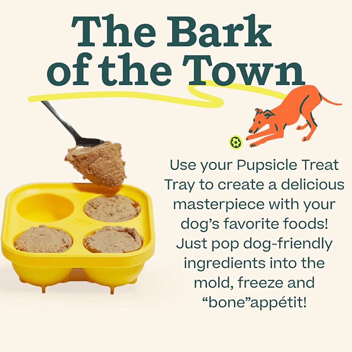 Pupsicle Treat Tray for DIY dog treats, made of food-grade silicone, easy to clean and freeze.