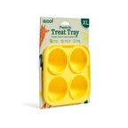 Pupsicle Treat Tray, bright yellow silicone mold with four round wells for making frozen dog treats.