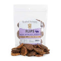 Rabbit Flips dog treats made with 95% rabbit, soft and springy texture, ideal for training and sensitive dogs.