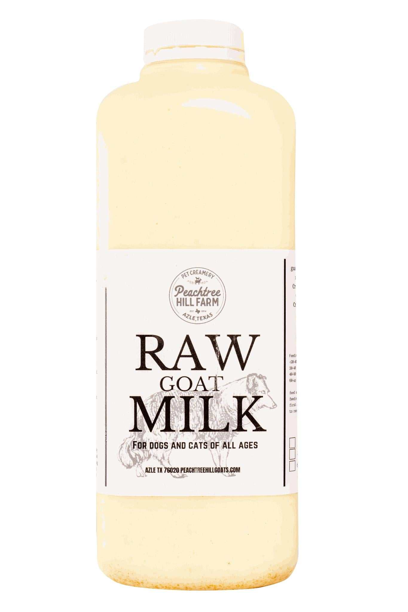 Raw Goat's Milk bottle for pets, rich in probiotics and enzymes.