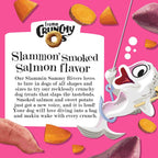 Bag of Crunchy O's Slammon smoked salmon dog treats with nutritional info and ingredients list