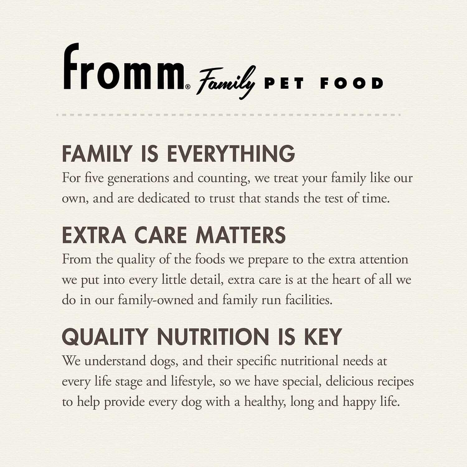 Fromm Family Pet Food Gold Adult dog food for normally active adult dogs with high-quality proteins, whole grains, probiotics for digestion, and omega-rich ingredients for healthy skin and coat.