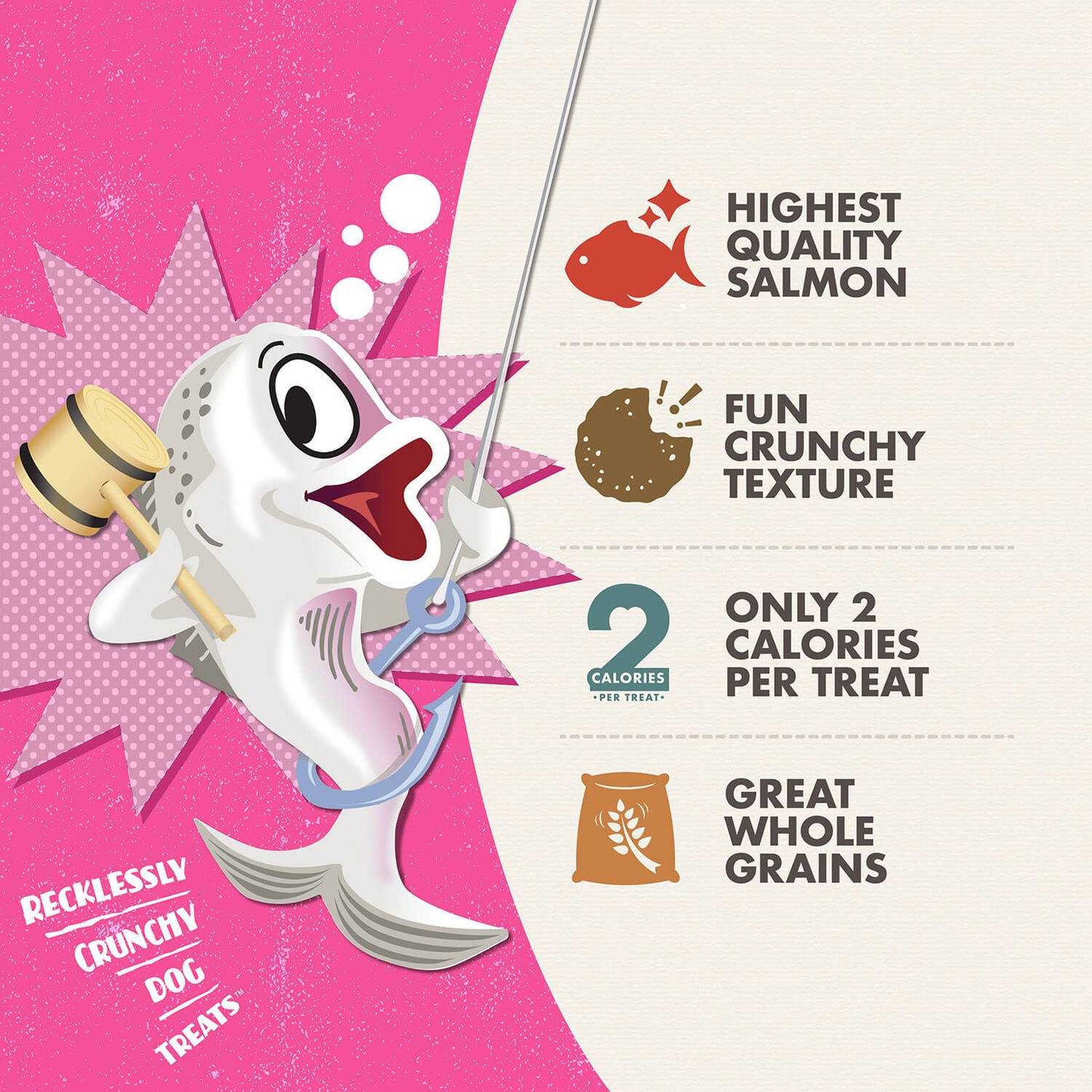 Bag of Crunchy O's Slammon smoked salmon dog treats with crunchy texture and natural ingredients