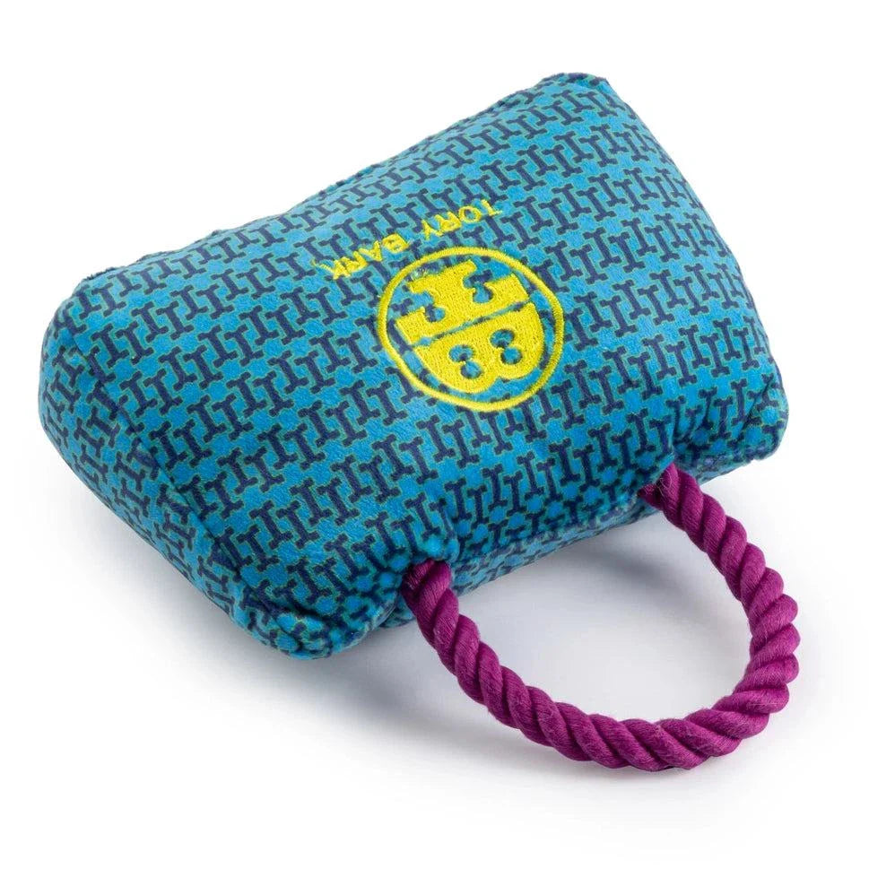 Tory Bark Handbag small dog toy with squeaker and velvety fabric exterior