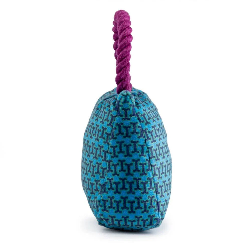 Tory Bark Handbag dog toy with squeaker in velvety fabric, small size 6.5x5.25x4 inches