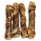 Tremenda Chewy Bulls natural beef dog treats wrapped in dehydrated beef bladder for medium chew dogs over 30lbs