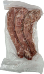 Turkey Necks: three pinkish-brown raw turkey necks with visible bone and tissue, sealed in clear plastic packaging.
