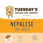 Yak Cheese Chew in orange, cream and brown packaging, featuring a dog illustration and Nepalese yak cheese label.